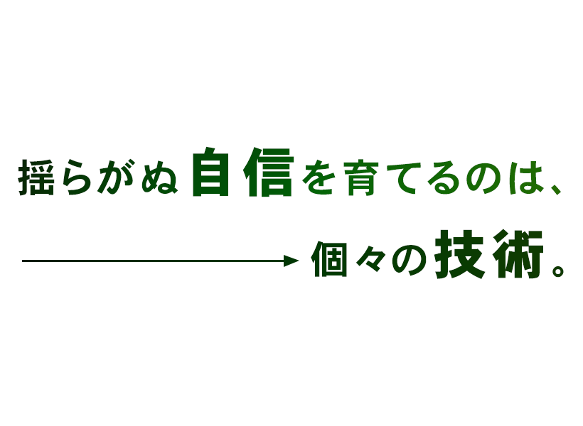 揺らがぬ自信を育てるのは、個々の技術。